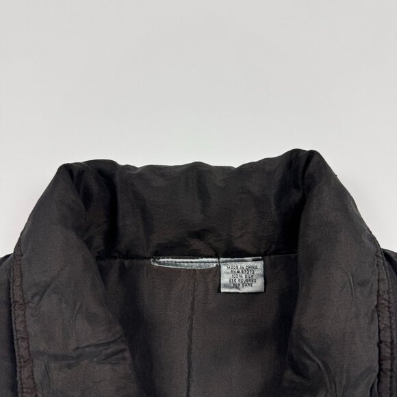 Vtg 100% Silk Quilted Long Coat Womens XL(?) Japanese Avant Garde Shimmer Black - Picture 4 of 11